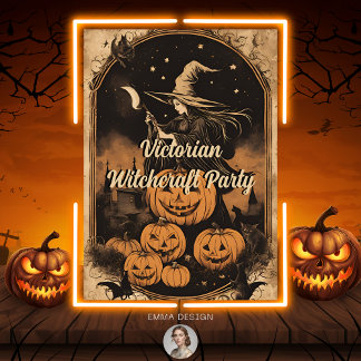 Viktorianische Hexerei Vintag Halloween-Party Einladung