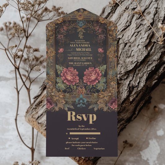 Viktorianische Hochzeit All In One Einladung