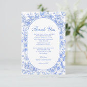 Viktorianische Hochzeit Blumengestein Blau Dankeskarte (Stehend Vorderseite)