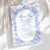 Viktorianische Hochzeit Blumengestein Blau Dankeskarte