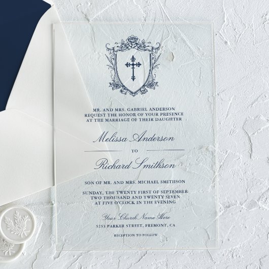 Viktorianische Hochzeit der Navy Acryleinladungen