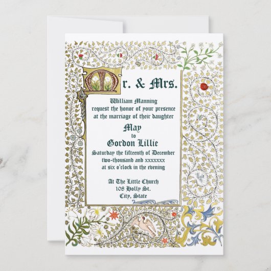 Viktorianische Hochzeit im Mittelalter 1873 Einladung (Vorderseite)