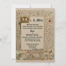 Viktorianische Hochzeit im Mittelalter 1873 Einladung
