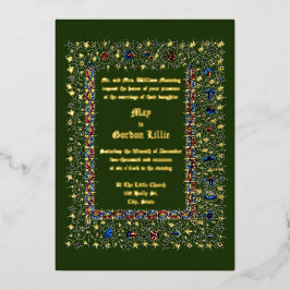 Viktorianische Hochzeit im Mittelalter 1883 Folieneinladung