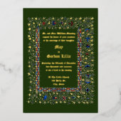 Viktorianische Hochzeit im Mittelalter 1883 Folieneinladung (Vorderseite)