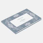 Viktorianische Hochzeit in Blau mit weißen Blume Gästebuch (Ecke)