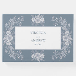 Viktorianische Hochzeit in Blau mit weißen Blume Gästebuch