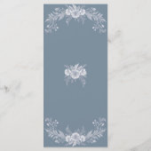 Viktorianische Hochzeit in Blau mit weißen Blume Menükarte (Rückseite)