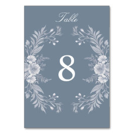 Viktorianische Hochzeit in Blau mit weißen Blume Tischnummer