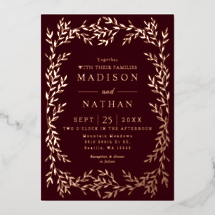 Viktorianische Hochzeit mit Floral Gold Folieneinladung