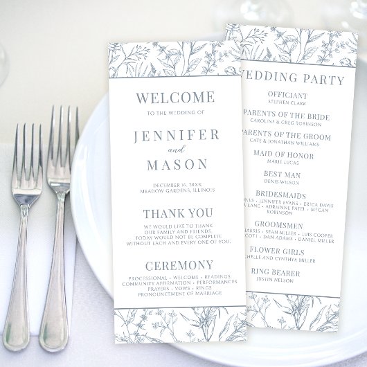 Viktorianische Hochzeitskarten mit blauen Blumen