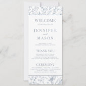 Viktorianische Hochzeitskarten mit blauen Blumen (Vorderseite)