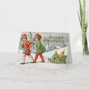 Viktorianische Holländer Vroolijk Kerstfeest Feiertagskarte