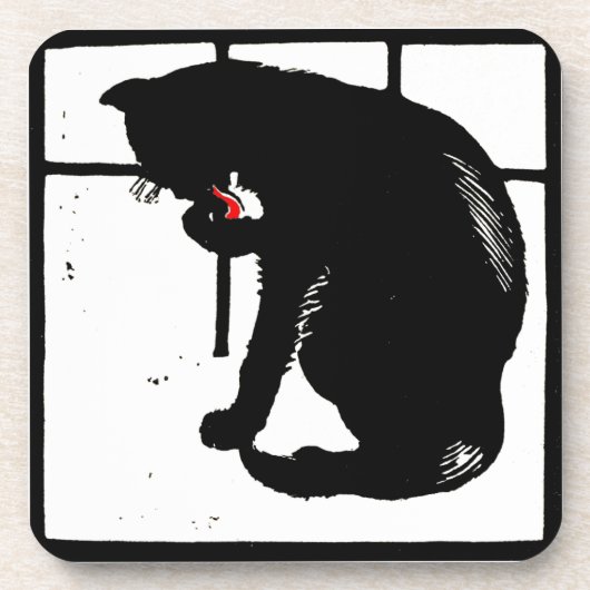 Viktorianische Holzkatzenkatze auf Untersetzer (Vorderseite)