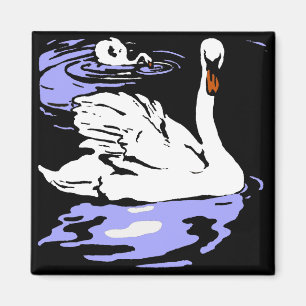 Viktorianische Holzschnitt-Bauernhoftiere Schwäne Magnet