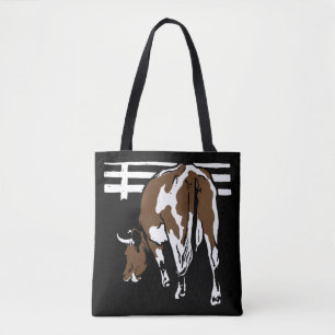 Viktorianische Holzschnitt-Kuh auf Beutel Tasche