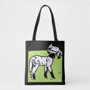 Viktorianische Holzschnitt-Lämmer auf Tasche