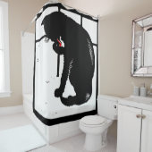 Viktorianische Holzschnitzerei Schwarzkatze Duschvorhang (Beispiel)