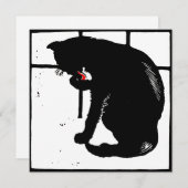 Viktorianische Holzschnitztiere Schwarze Katze Ankündigung (Vorne/Hinten)