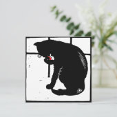 Viktorianische Holzschnitztiere Schwarze Katze Ankündigung (Stehend Vorderseite)