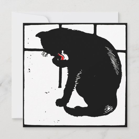 Viktorianische Holzschnitztiere Schwarze Katze Ankündigung (Vorderseite)