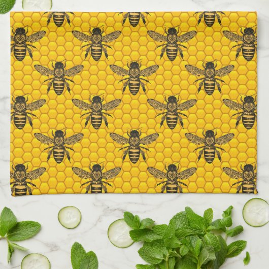 Viktorianische Honigbienen Geschirrtuch (Gefaltet)