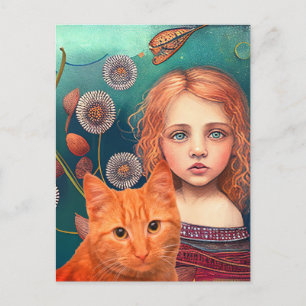 VIKTORIANISCHE HÜBSCHE KLEINE MÄDCHEN- UND GINGER  POSTKARTE