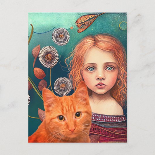 VIKTORIANISCHE HÜBSCHE KLEINE MÄDCHEN- UND GINGER POSTKARTE (Vorderseite)