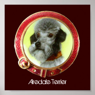 VIKTORIANISCHE HUND-MINIATURPORTRAITS Airedale Ter Poster