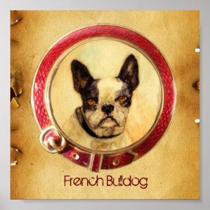 VIKTORIANISCHE HUND-MINIATURPORTRAITS Französische Poster