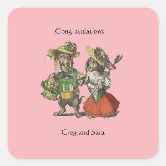 Viktorianische Hunde Geschenke Quadratischer Aufkleber (Vorderseite)