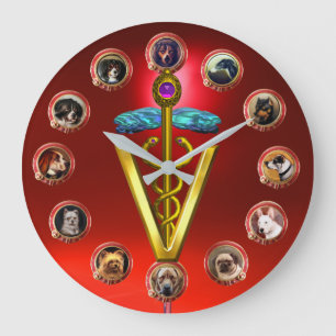 VIKTORIANISCHE HUNDEPORTRAITS CADUCEUS VETERINÄR S GROßE WANDUHR