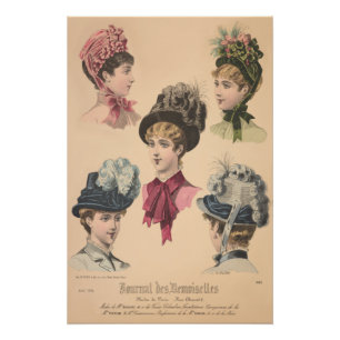 Viktorianische Hüte Paris Mode Vintage-Werbung Poster