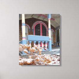 Viktorianische Hütte in Snow - Martha's Vineyard Leinwanddruck