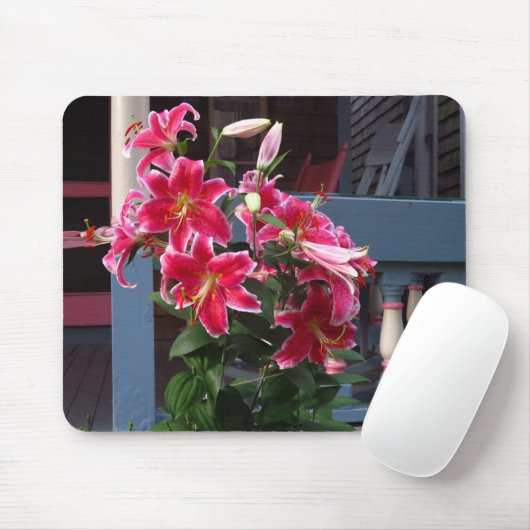 Viktorianische Hütte Pink Lilies - Martha's Vineya Mousepad (Mit Mouse)