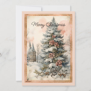 Viktorianische, im Freien dekorierte Weihnachtsbau Feiertagskarte