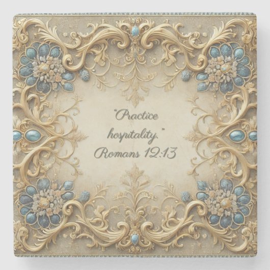 Viktorianische individuell anpassbare Bibelversion Steinuntersetzer (Vorderseite)