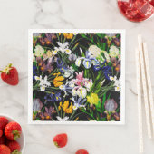 Viktorianische Iris-Blume auf schwarzem Muster Serviette (Beispiel)