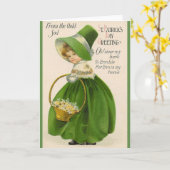 Viktorianische Irish Girl St. Patrick's Day Card Karte (Gelbe Blume)