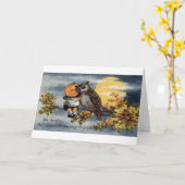 Viktorianische Jack-O-Lantern- und Owl-Halloween-K Karte (Gelbe Blume)
