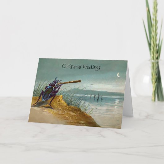 Viktorianische Käfer-Urlaubskarte Feiertagskarte (Vorderseite)