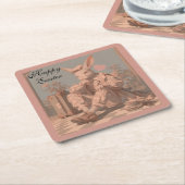 Viktorianische Kaninchenwache, Kaninchenjunge, Frü Rechteckiger Pappuntersetzer (angewinkelt)