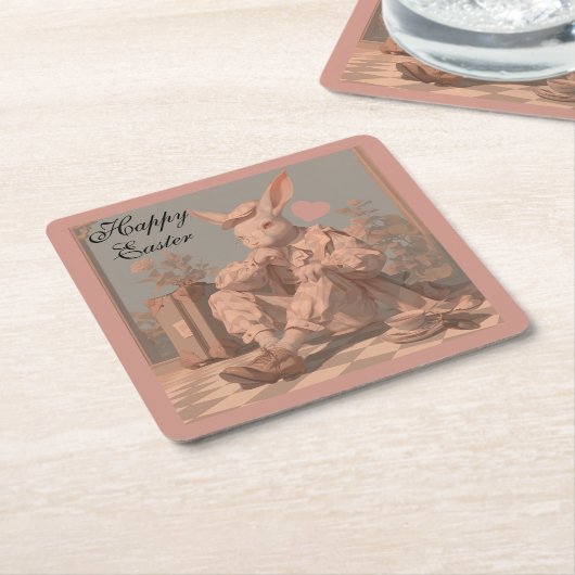 Viktorianische Kaninchenwache, Kaninchenjunge, Frü Rechteckiger Pappuntersetzer (angewinkelt)