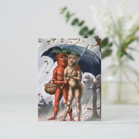 Viktorianische Karotten im Regen Postkarte (Stehend Vorderseite)