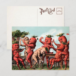 Viktorianische Karotten Partying Postcard  Postkarte