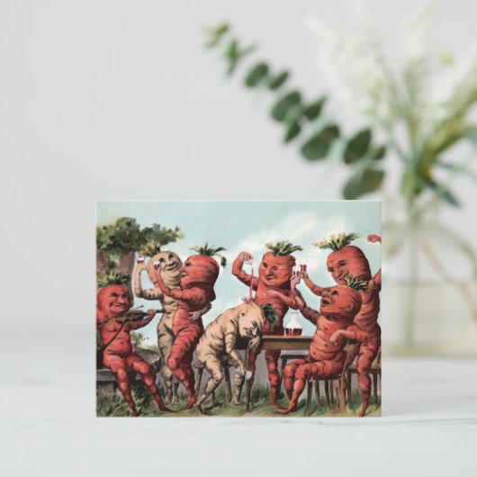 Viktorianische Karotten Partying Postcard  Postkarte (Stehend Vorderseite)