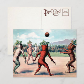 Viktorianische Karotten spielen Ball Postkarte 