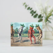 Viktorianische Karotten spielen Hockey Postkarte  (Stehend Vorderseite)