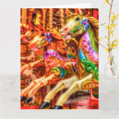 Viktorianische Karussellpferde Karte (Gelbe Blume)