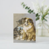 Viktorianische Katz- und Hundefreundschaft Postkarte (Stehend Vorderseite)